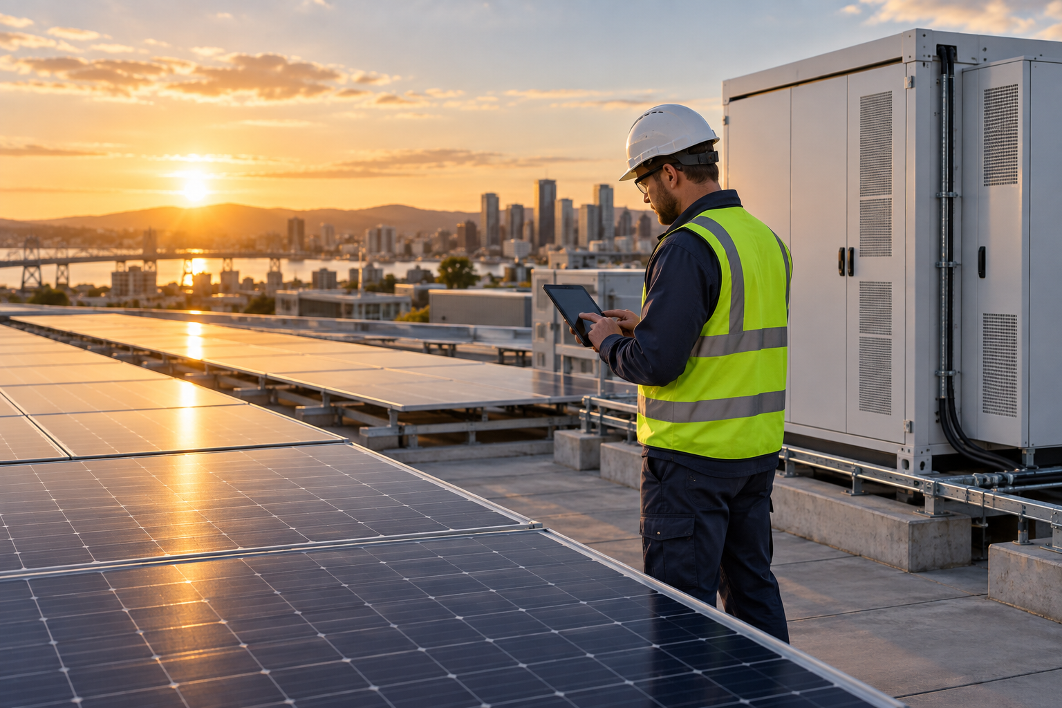 Sistema de painéis solares e armazenamento em baterias